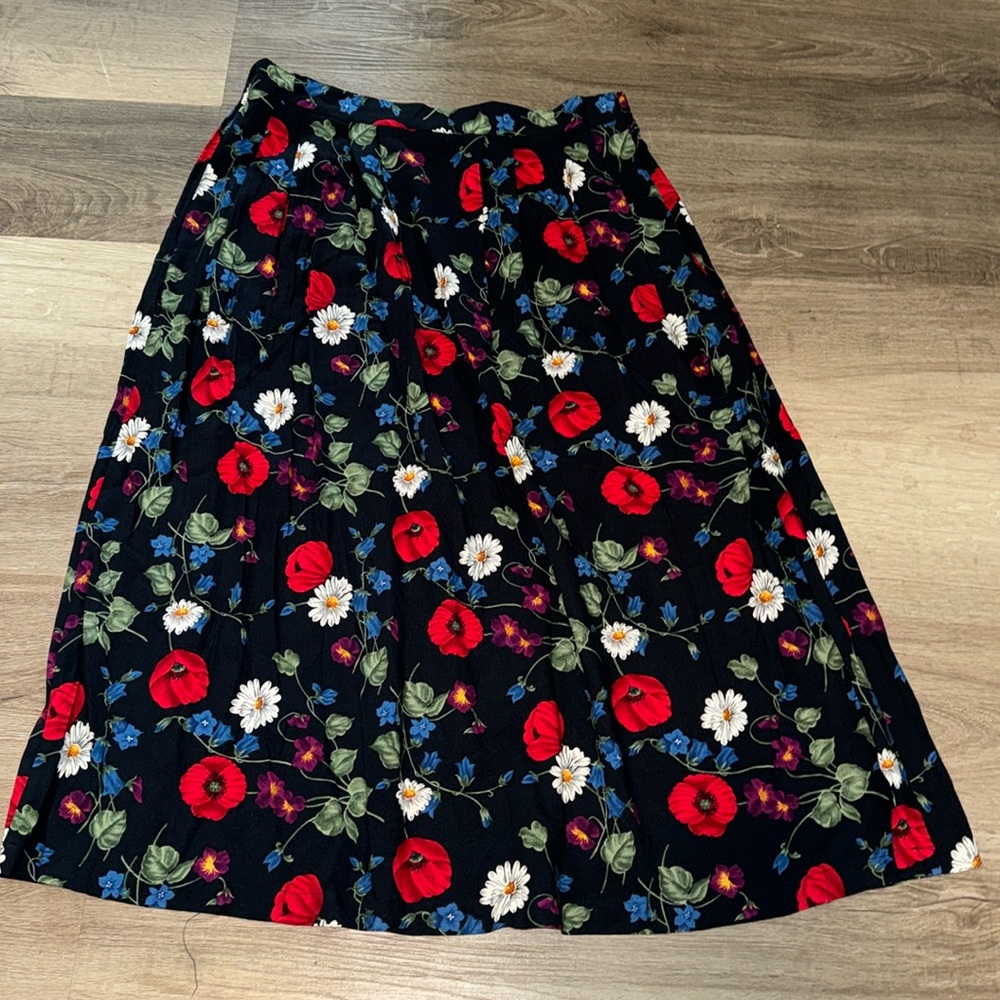 T- Vintage Sag Harbor Pleated Floral Women's Skirt Size XL